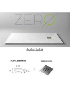 Piatto doccia in Marmoresina Bianca Ultraslim 2,6H cm effetto pietra riducibile su misura serie Zero - Kallea 2