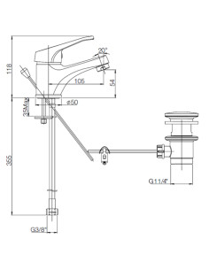 Rubinetto Miscelatore monoforo per lavabo serie Noemy Piralla con scarico automatico 0NE00088A16 cromato - Kallea 2