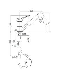 Rubinetto Miscelatore per lavello cucina serie Air Piralla con doccia estraibile 0RI00568B16 cromato - Kallea 2