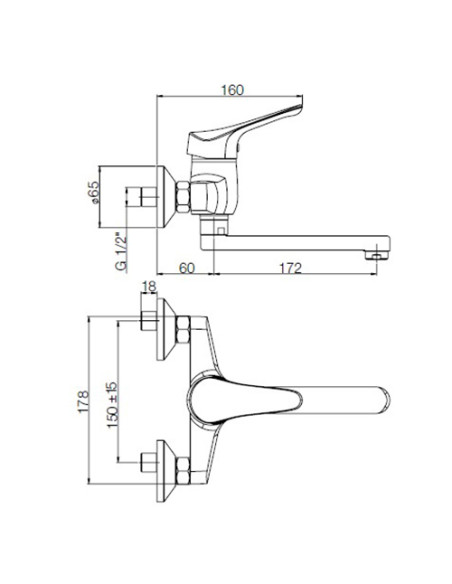 Rubinetto Miscelatore per lavello cucina serie Air Piralla a parete 0RI00062A21 cromato - Kallea