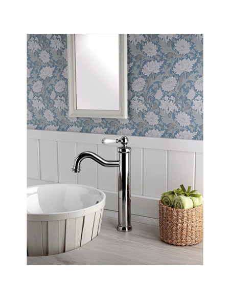 Rubinetto Miscelatore monoforo per lavabo alto serie Vintage Jacuzzi con piletta click clack inclusa 0VI00493JA00 cromato - K...