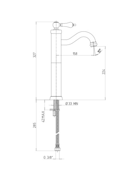 Rubinetto Miscelatore monoforo per lavabo alto serie Vintage Jacuzzi con piletta click clack inclusa 0VI00493JA00 cromato - K...