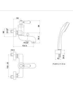 Miscelatore Jacuzzi per vasca esterno serie Vintage con Duplex 0VI00002JA01 cromato - Kallea 2