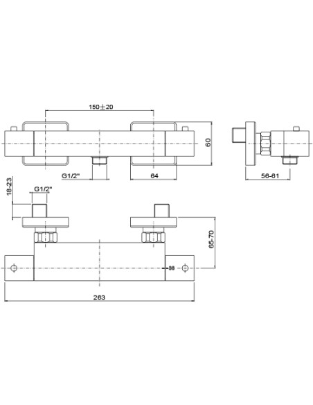 Gruppo esterno termostatico Jacuzzi per doccia serie Kley 0KL00028JA00 cromato - Kallea