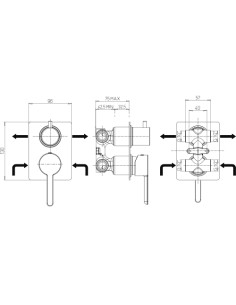 Miscelatore Jacuzzi incasso per doccia serie Sunrise YO con deviatore rotativo a 2 uscite 0SNYO400JA01 nero opaco - Kallea 2