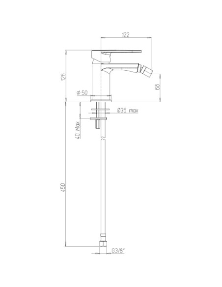 Rubinetto Miscelatore monoforo per bidet serie Bora Jacuzzi con piletta click clack inclusa 0BR00092JA01 cromato - Kallea