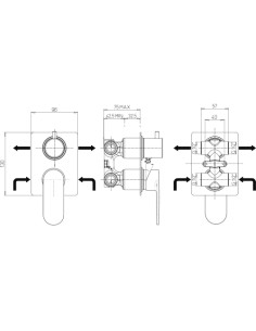 Miscelatore Jacuzzi incasso per doccia serie Bora con deviatore rotativo a 2 uscite 0BR00400JA01 cromato - Kallea 2