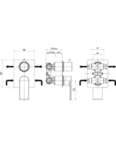 Miscelatore Jacuzzi incasso per doccia serie Wind con deviatore rotativo a 2 uscite 0WI00400JA00 cromato - Kallea 2