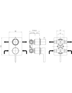 Miscelatore Jacuzzi incasso per doccia serie Fire con deviatore rotativo a 2 uscite 0FR00400JA00 cromato - Kallea 2