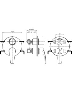 Miscelatore Jacuzzi incasso per doccia serie Shiny con deviatore rotativo a 2 uscite 0SH00400JA00 cromato - Kallea 2