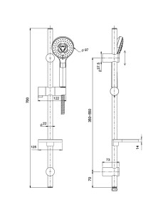 Saliscendi Jacuzzi serie Nettuno Plus con portasapone e doccetta anticalcare 0NT00900JA01 cromato - Kallea 2