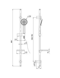 Saliscendi Jacuzzi serie Aura con portasapone e doccia anticalcare 0AU00900JA00 cromato - Kallea 2