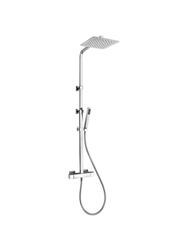 Colonna doccia Jacuzzi Golden con miscelatore termostatico con tubo tondo  deviatore e supporto doccia con flessibile grigio 0GN00199JA09