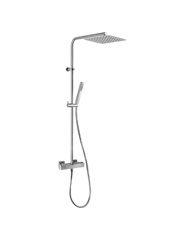 Colonna doccia termostatica Jacuzzi Golden con miscelatore termostatico con tubo tondo deviatore e supporto doccia con flessi...