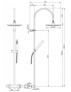 Colonna doccia Jacuzzi Sunrise con miscelatore termostatico deviatore e supporto doccia 0SN00199JA00 con flessibile grigio - ... 2