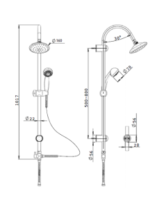Colonna doccia Piralla serie Firenze regolabile a fori esistenti con deviatore meccanico 0FI00846A16 - Kallea 2