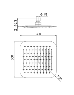 Soffione Jacuzzi Quadro in acciaio inox ultrapiatto 300x300 mm art. 1811056ACYO nero opaco - Kallea 2