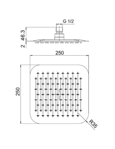 Soffione Jacuzzi Quadro in acciaio inox ultrapiatto 250x250 mm art. 1811055ACYO nero opaco - Kallea 2