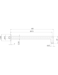 Braccio doccia Jacuzzi a parete lunghezza 400mm sezione quadra 25x25mm art. 1111009ACYO nero opaco - Kallea 2