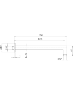 Braccio doccia Jacuzzi a parete lunghezza 350mm sezione quadra 25x25mm art. 1111007ACYO nero opaco - Kallea 2
