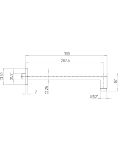 Braccio doccia Jacuzzi a parete lunghezza 300mm sezione quadra 25x25mm art. 1111006ACYO nero opaco - Kallea 2
