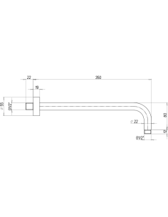 Braccio doccia Jacuzzi tondo a parete lunghezza 350mm diam. 22 mm art. 1111072ACYO nero opaco - Kallea 2