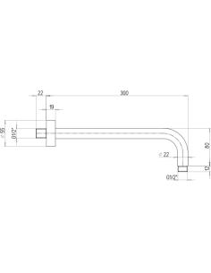 Braccio doccia Jacuzzi tondo a parete lunghezza 300mm diam. 22 mm art. 1111071AC00 cromato - Kallea 2