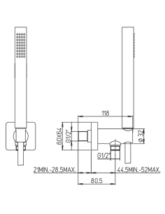 Kit doccia Jacuzzi quadro con doccino e presa acqua art. 0KCYO904AC00 nero opaco - Kallea 2