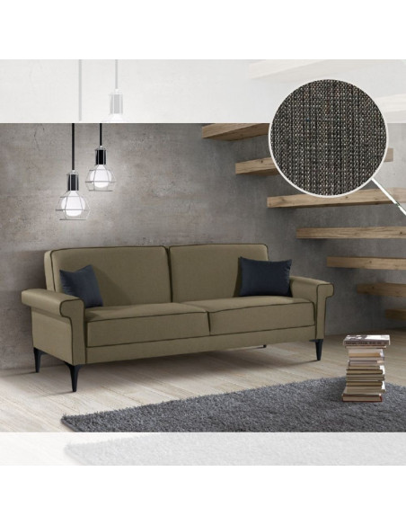 Divano letto Silvera 3 posti tessuto grigio - Kallea