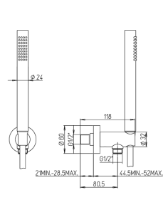 Kit doccia Jacuzzi tondo con doccino e presa acqua art. 0KCYO901AC00 nero opaco - Kallea 2
