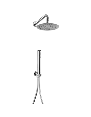 Kit doccia Jacuzzi tondo con soffione + braccio + doccetta e supporto con presa acqua art. 0SU00907AC00 cromato - Kallea