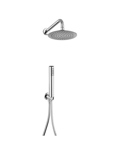 Kit doccia Jacuzzi tondo con soffione + braccio + doccetta e supporto con presa acqua art. 0SU00907AC00 cromato - Kallea