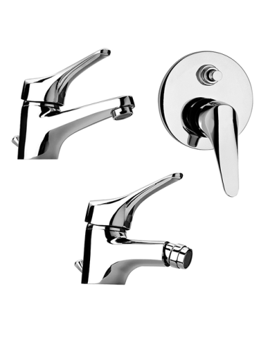 Set Rubinetti Lavabo Alto E Bidet Cromati Paco Piletta Inclusa