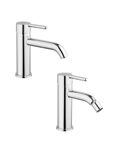 Set Rubinetti Jacuzzi per lavabo e bidet con pilette click clack incluse serie Sunrise cromato - Kallea