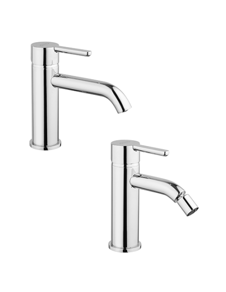 Set Rubinetti Jacuzzi per lavabo e bidet con pilette click clack incluse serie Sunrise cromato - Kallea