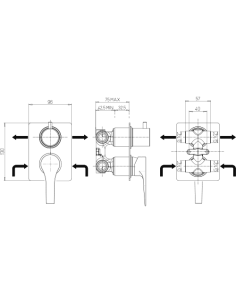 Miscelatore Jacuzzi incasso per doccia serie Light con deviatore rotativo a 2 uscite 0LT00400JA02 cromato - Kallea 2