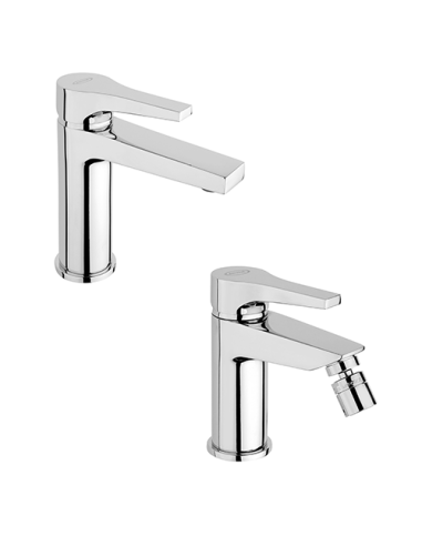 Set Rubinetti Jacuzzi per lavabo e bidet con piletta click clack inclusa serie Light cromato - Kallea