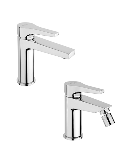 Set Rubinetti Jacuzzi per lavabo e bidet con piletta click clack inclusa serie Light cromato - Kallea