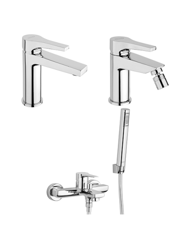 Set Rubinetti Jacuzzi per lavabo e bidet con piletta click clack inclusa e vasca serie Light cromato - Kallea