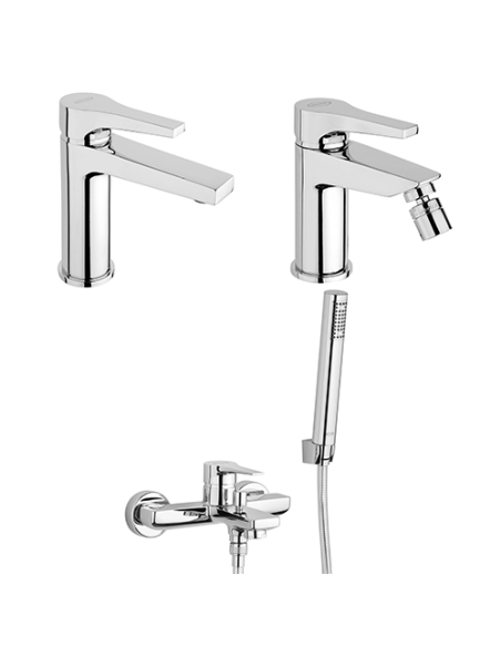 Set Rubinetti Jacuzzi per lavabo e bidet con piletta click clack inclusa e vasca serie Light cromato - Kallea
