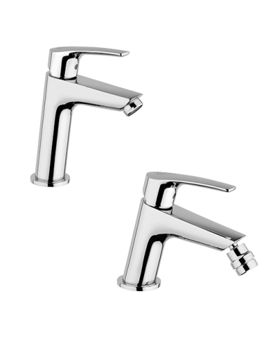 Set Rubinetti Jacuzzi per lavabo e bidet con pilette click clack incluse serie Shiny cromato - Kallea
