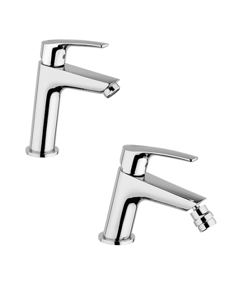 Set Rubinetti Jacuzzi per lavabo e bidet con pilette click clack incluse serie Shiny cromato - Kallea