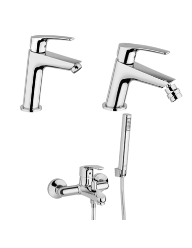 Set Rubinetti Jacuzzi per lavabo e bidet senza scarico e vasca serie Shiny  cromato