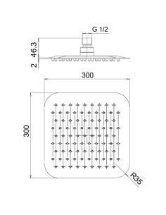 Soffione Jacuzzi Quadro in acciaio inox ultrapiatto 300x300 mm art. 1811056AC00 - Kallea 2