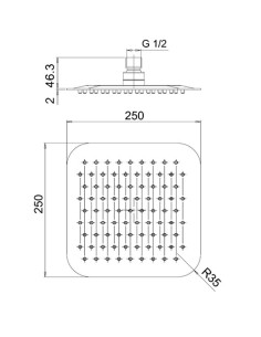 Soffione Jacuzzi Quadro in acciaio inox ultrapiatto 250x250 mm art. 1811055AC00 - Kallea 2