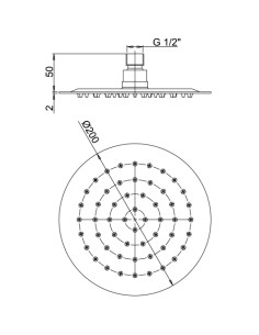 Soffione Jacuzzi tondo in acciaio inox ultrapiatto diametro 200mm art. 1811051AC00 - Kallea 2