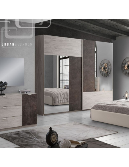 Camera da letto Urban olmo e cemento scuro - Kallea
