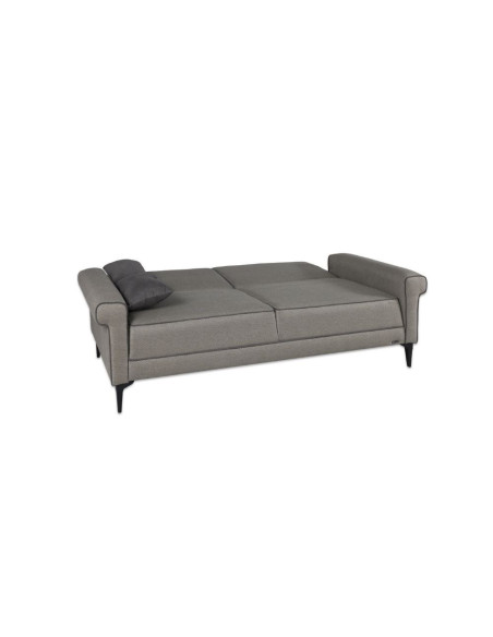 Divano letto Silvera 2 posti tessuto spigato grigio marrone - Kallea