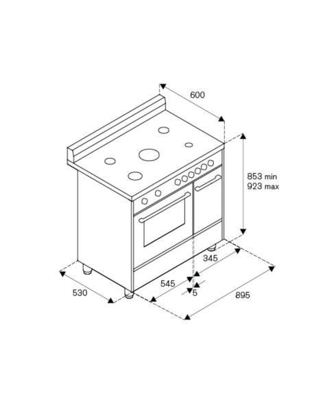 Cucina 90x60 F.lli Bertazzoni AMN9P5EXV con porta bombola 5 fuochi a gas forno elettrico inox - Kallea