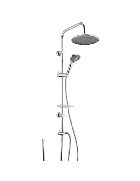 Colonna doccia Jacuzzi Golden con miscelatore termostatico con tubo tondo  deviatore e supporto doccia con flessibile grigio 0GN00199JA09